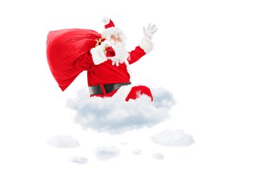 Noel Baba bulutların üstünde oturmuş