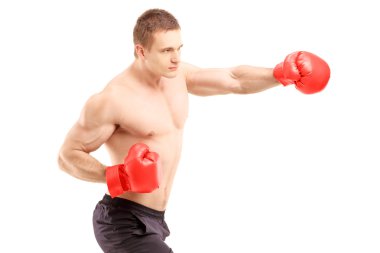 Boks eldivenleri ile sporcu