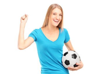 kadın fan holding futbol