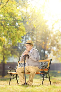 bankta kamışı ile üst düzey beyefendi