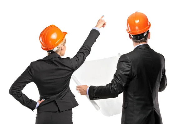 Male and female architects looking — Stock Photo, Image