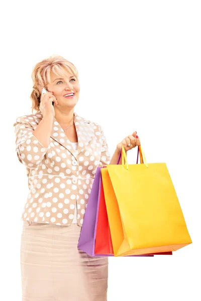 Mulher segurando sacos de compras — Fotografia de Stock