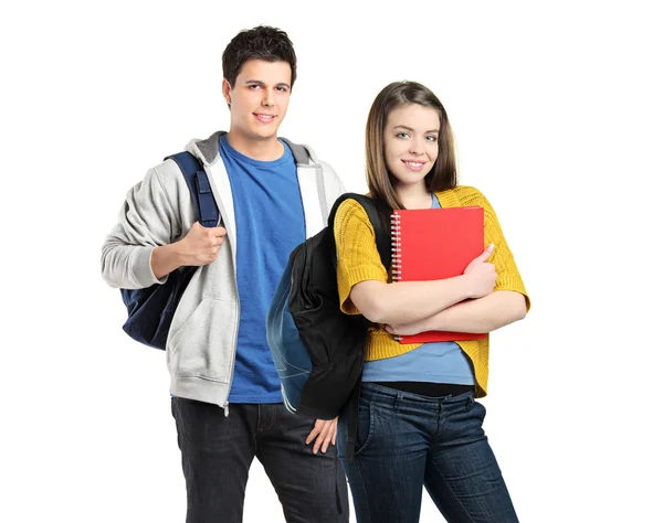 Dois alunos com bolsas escolares — Fotografia de Stock