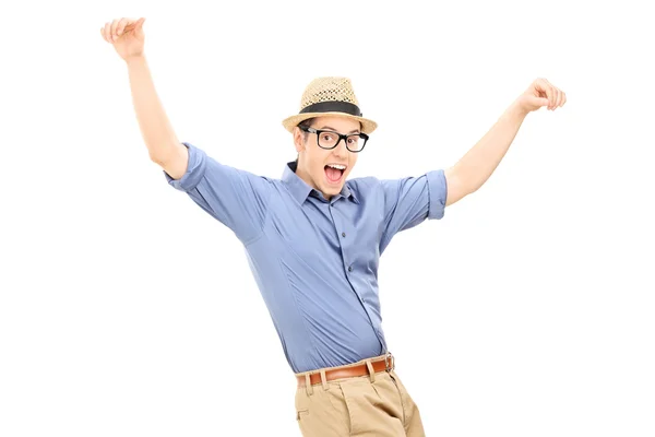 Excited man dancing — Stock Photo, Image