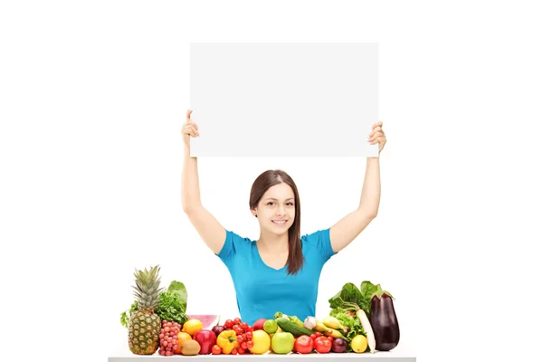 Femmina con pannello bianco — Foto Stock