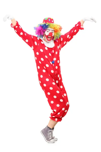 Fröhliche männliche Clowns tanzen — Stockfoto