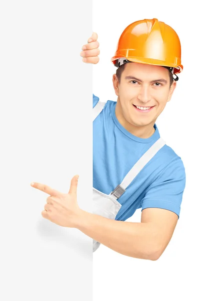 Construction worker with helmet — Stock Photo, Image