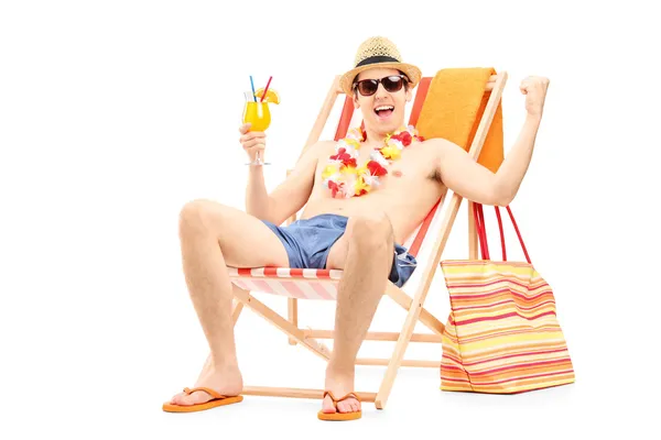 Young man enjoying cocktail — Stock Photo, Image