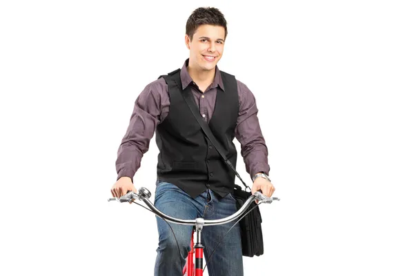 Uomo in bicicletta — Foto Stock