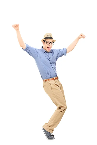 Excited man dancing — Stock Photo, Image