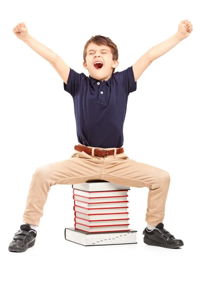 Schoolboy raised his hands — Stock Photo, Image