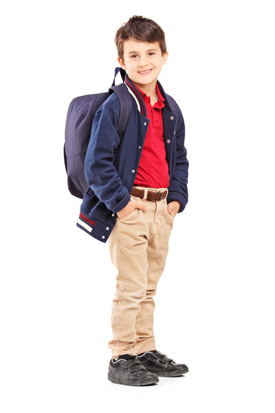 School boy with backpack