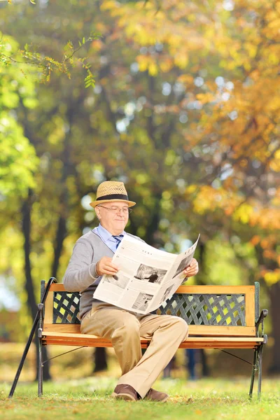 Senior gentleman lezen van een krant — Stockfoto