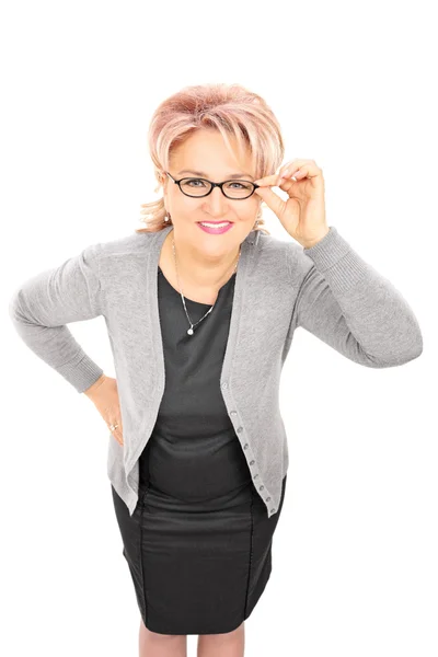 Mature lady with glasses — Stock Photo, Image
