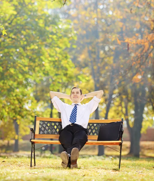 Relaxado homem de negócios no parque — Fotografia de Stock