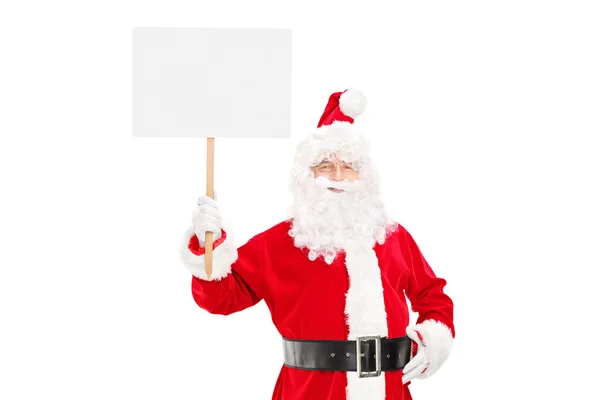 Noel Baba holding boş panel — Stok fotoğraf