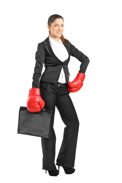 Young businesswoman holding briefcase — Stock Photo, Image