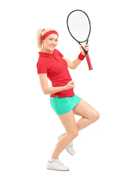 Felice tennista femminile — Foto Stock