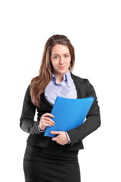 Businesswoman holding documents — Stock Photo, Image