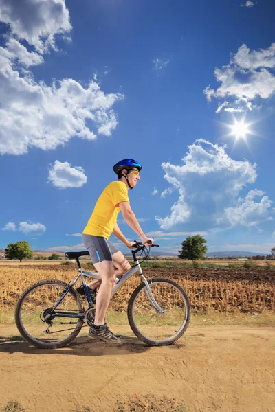 Männlicher Radfahrer beim Fahrradfahren — Stockfoto