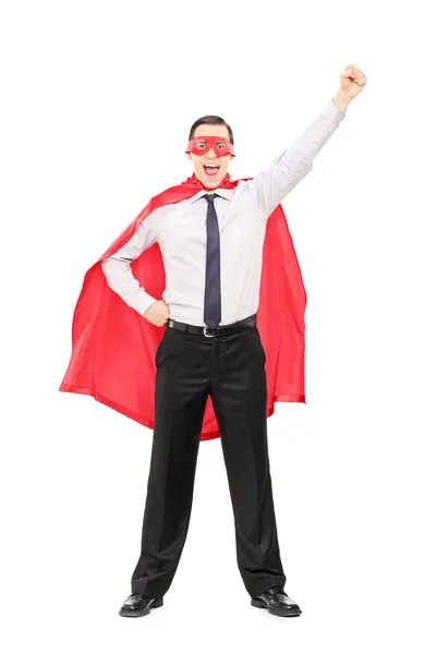 Superhjälte med upphöjda knytnäve — Stockfoto