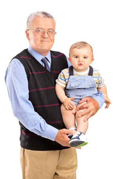 Morfar håller hans sonson — Stockfoto