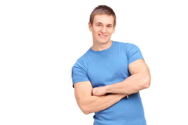 Man leaning on virtual wall Stock Image