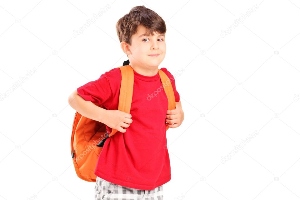 School child with backpack