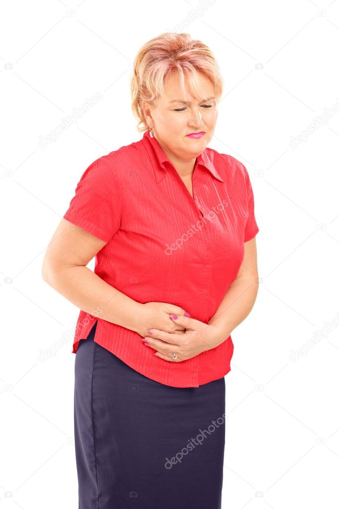 Female suffering from stomach ache