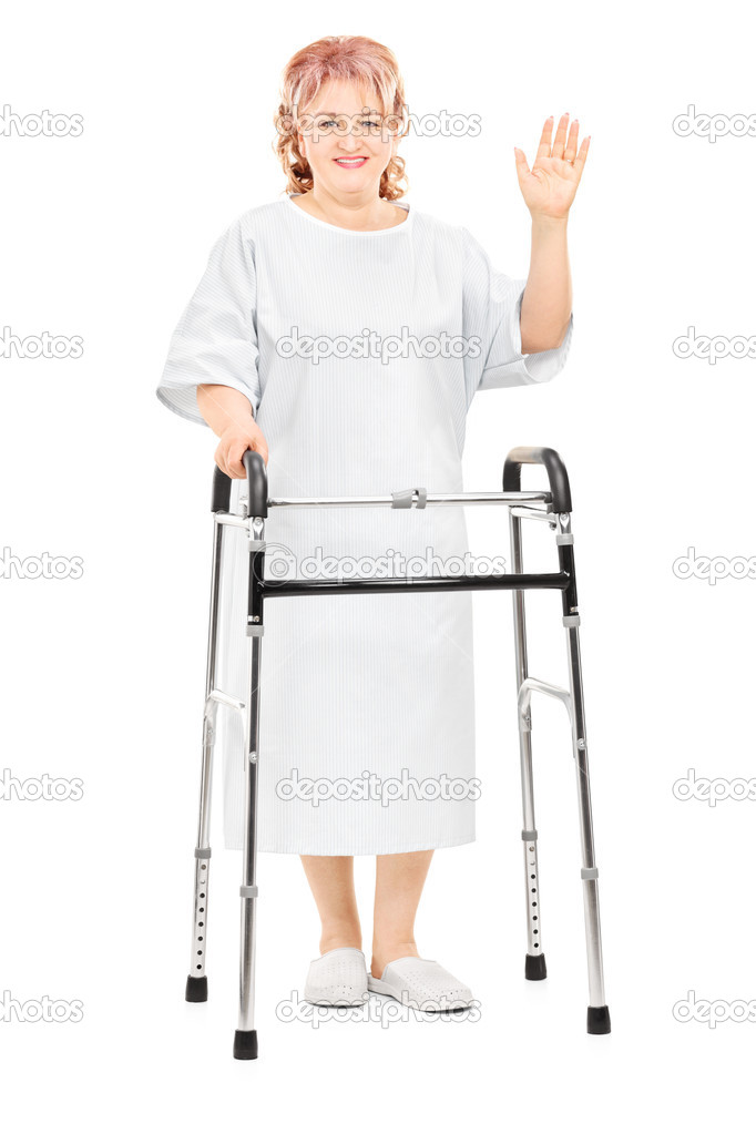 Female patient with walker