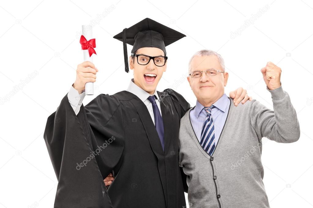 Man and father celebrating graduation