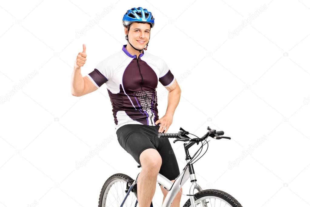 Bicyclist giving thumb up
