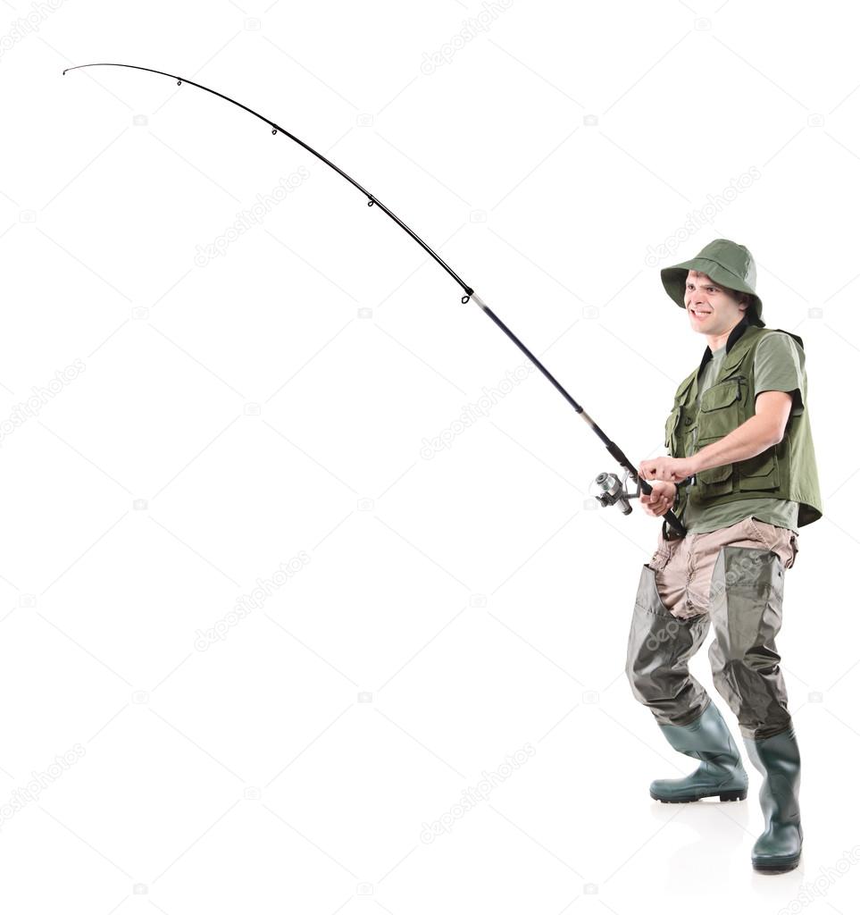 Fisherman holding fishing pole