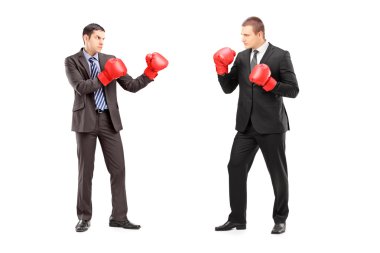 Two businessmen having fight clipart