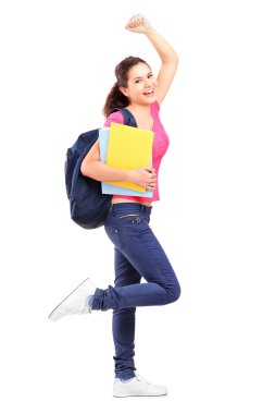 kız öğrenci holding notebooklar