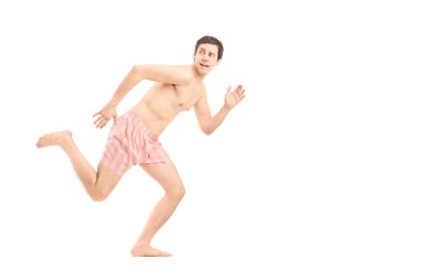 Naked man running away clipart