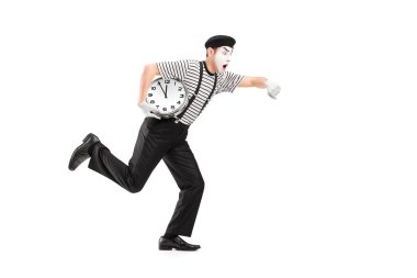 saat tutan ve çalışan MIME sanatçı