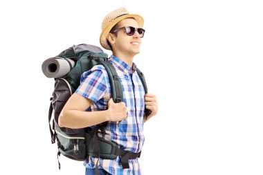 erkek turist ile yürüyüş backpack 