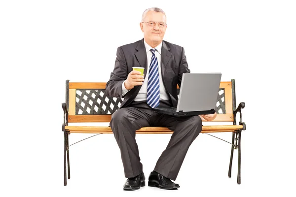 Homem de negócios trabalhando no laptop — Fotografia de Stock