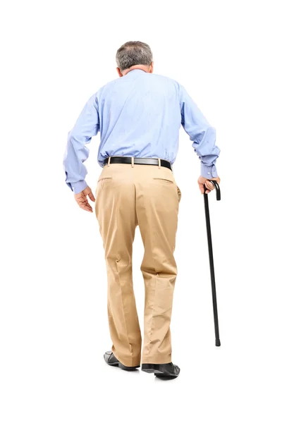 Hombre mayor con bastón — Foto de Stock