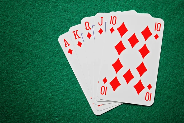 Royal straight flush poker karty — Stock fotografie
