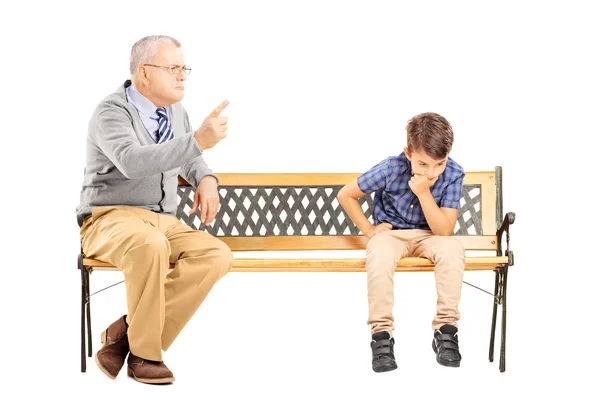 Grandfather shouting at nephew — Stock Photo, Image