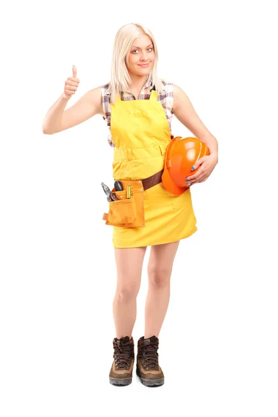 Female construction worker with equipment — Stock Photo, Image