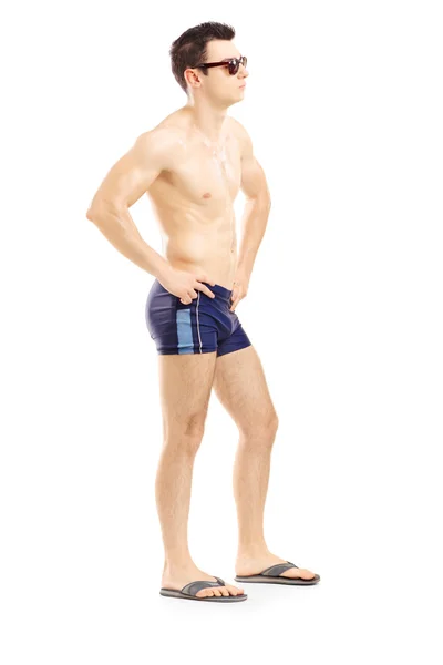 Guy in swimsuit posing — Stock Photo, Image