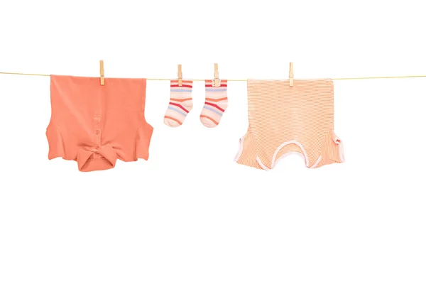 Laundry line with clothes — Stock Photo, Image