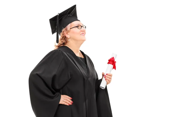 Siswa yang memegang diploma — Stok Foto
