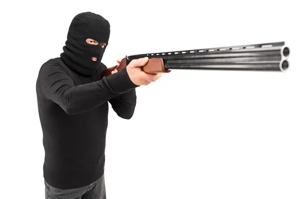 Man with robbery with shotgun — Stock Photo, Image