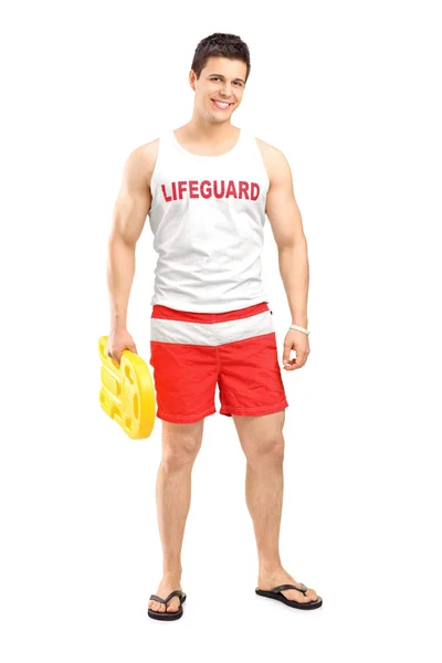 Smiling lifeguard on duty posing — Stok Foto