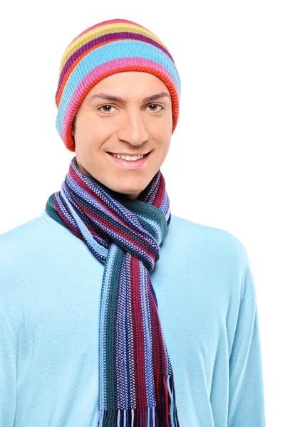 Man wearing hat and scarf — Stock Photo, Image