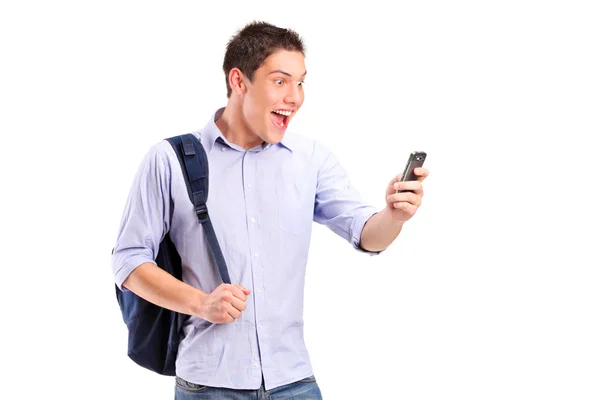 Man looking at cell phone — Stock Photo, Image